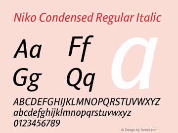 NikoCondensed-RegularItalic Version 1.002 | w-rip DC20190610图片样张
