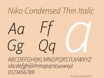 NikoCondensed-ThinItalic Version 1.002 | w-rip DC20190610图片样张