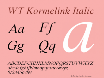 WT Kormelink Italic 1.000 Font Sample