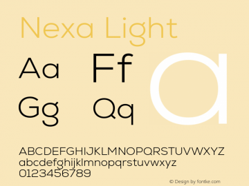 Nexa Light Version 2.001 Font Sample
