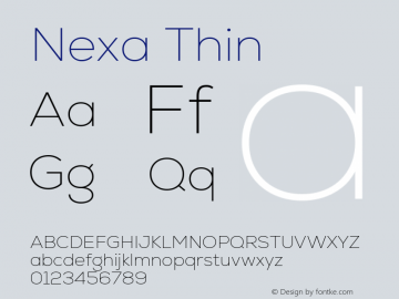 Nexa Thin Version 2.001 Font Sample
