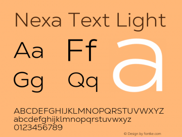 Nexa Text Light Version 1.001 Font Sample