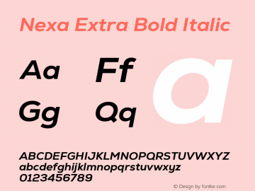 Nexa Extra Bold Italic Version 2.001 Font Sample