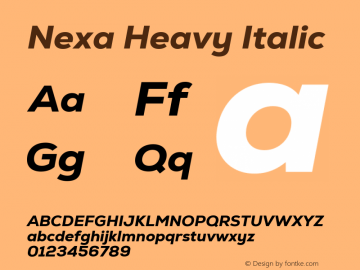 Nexa Heavy Italic Version 2.001 Font Sample