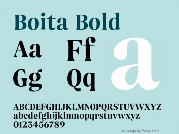 Boita Bold Version 1.001; ttfautohint (v1.6) Font Sample