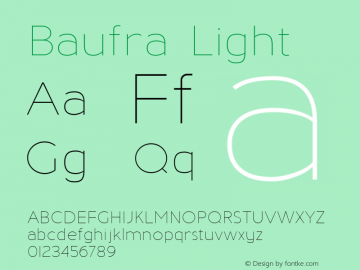 Baufra Light Version 1.002; ttfautohint (v1.6) Font Sample