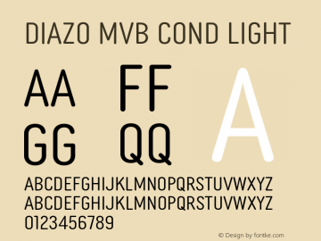 Diazo MVB Cond Light Version 1.001;PS 001.001;hotconv 16.6.51;makeotf.lib2.5.65220 Font Sample