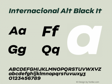 Internacional Alt Black It Version 1.000;PS 001.000;hotconv 1.0.88;makeotf.lib2.5.64775图片样张