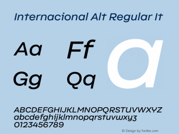 Internacional Alt Regular It Version 1.000;PS 001.000;hotconv 1.0.88;makeotf.lib2.5.64775图片样张
