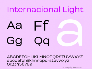 Internacional Light Version 1.000;PS 001.000;hotconv 1.0.88;makeotf.lib2.5.64775图片样张