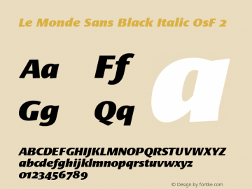 Le Monde Sans Black Ita OsF 2 001.000 Font Sample