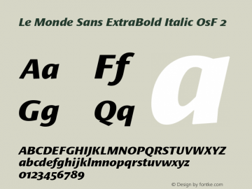 Le Monde Sans ExtBd Ita OsF 2 001.000 Font Sample