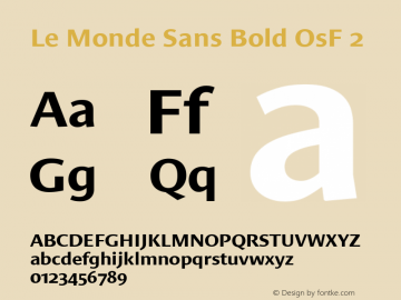 Le Monde Sans Bold OsF 2 001.000 Font Sample