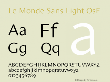Le Monde Sans Light OsF 001.000 Font Sample
