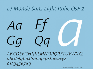 Le Monde Sans Light Ita OsF 2 001.000 Font Sample