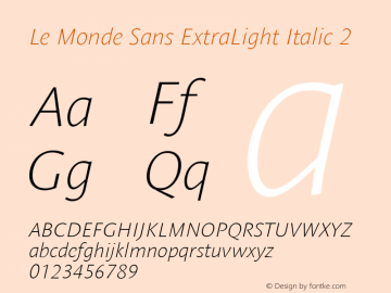 Le Monde Sans ExtLt Ita 2 001.000 Font Sample