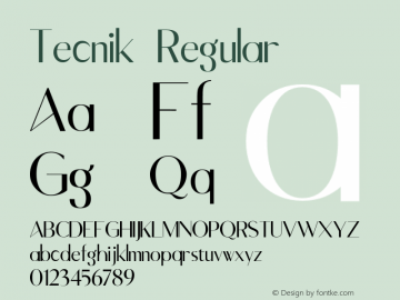 Tecnik-Regular Version 1.000 Font Sample