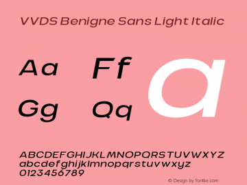 VVDS Benigne Sans Light Italic 1.000 Font Sample