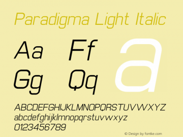 Paradigma Light Italic Version 1.00 Font Sample