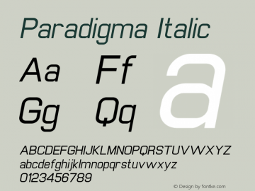 Paradigma Italic Version 1.00 Font Sample