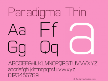 Paradigma Thin Version 1.00 Font Sample