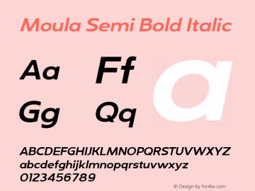 Moula Semi Bold Italic Version 1.000 Font Sample
