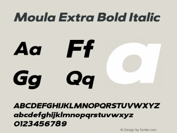 Moula-ExtraBoldItalic Version 1.000 Font Sample