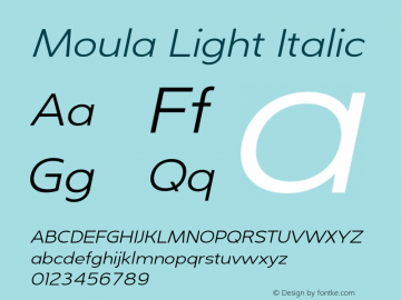 Moula-LightItalic Version 1.000 Font Sample