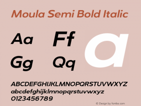 Moula-SemiBoldItalic Version 1.000 Font Sample