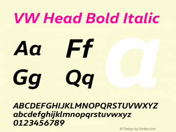 VW Head Bold Italic Version 1.102图片样张