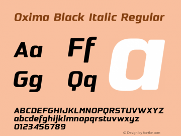 OximaBlackItalic Version 1.000 2019 initial release Font Sample
