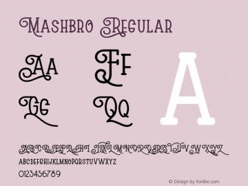 Mashbro Regular Version 1.000 Font Sample