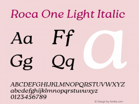 Roca One Light Italic 1.000 Font Sample