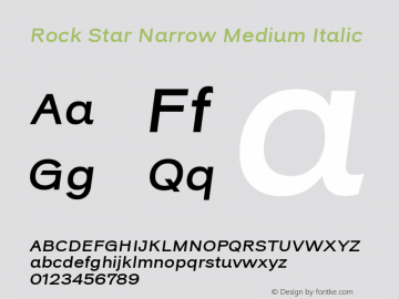 Rock Star Narrow Medium Italic 1.000 Font Sample