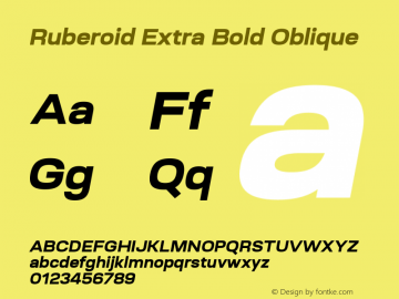 Ruberoid Extra Bold Oblique 1.000 Font Sample