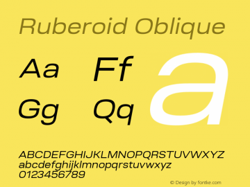 Ruberoid Oblique 1.000 Font Sample