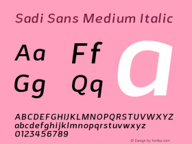 Sadi Sans Medium Italic 1.000 Font Sample