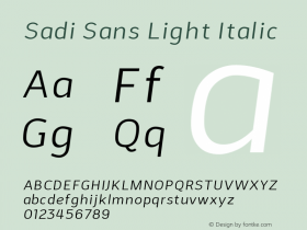 Sadi Sans Light Italic 1.000 Font Sample