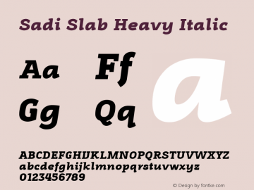 Sadi Slab Heavy Italic 1.000 Font Sample