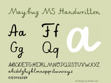 Maybug MS Handwritten 1.014 Font Sample