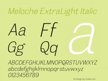 Meloche ExtraLight Italic 2.000图片样张