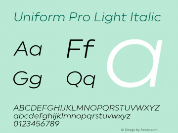 Uniform Pro Light Italic 1.000图片样张