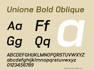 Unione Bold Oblique 1.000 Font Sample