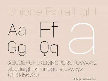 Unione Extra Light 1.000 Font Sample