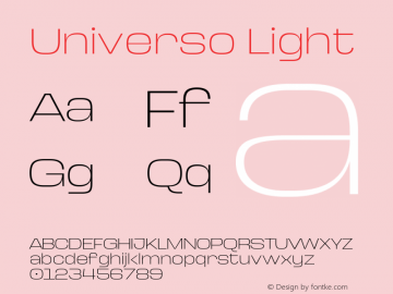 Universo Light 1.019 Font Sample