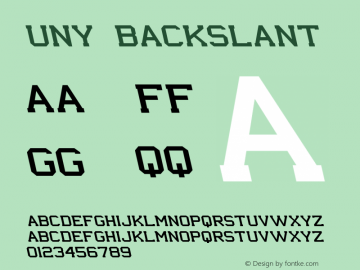 UNY Backslant 1.001 Font Sample