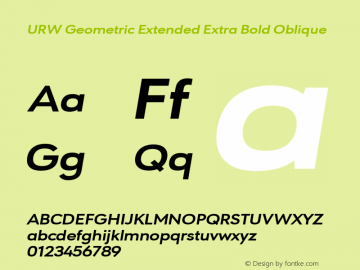 URW Geometric Extended Extra Bold Oblique 1.00 Font Sample