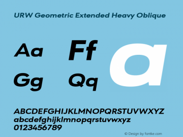 URW Geometric Extended Heavy Oblique 1.00 Font Sample