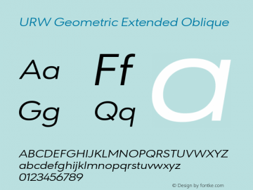 URW Geometric Extended Oblique 1.00 Font Sample