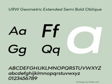 URW Geometric Extended Semi Bold Oblique 1.00 Font Sample